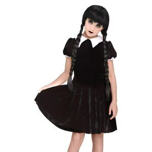 NEW Fun World Gothic Wednesday Addams Dress Girl's Halloween Costume Size Small
